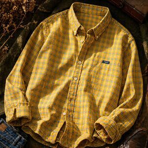 Chaps Ralph Lauren Yellow Plaid Button Down Shirt Preppy Grunge Vintage